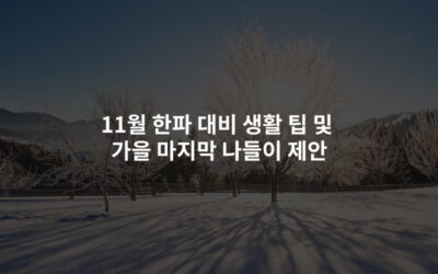 11월 한파 대비 생활 팁 및 가을 마지막 나들이 제안