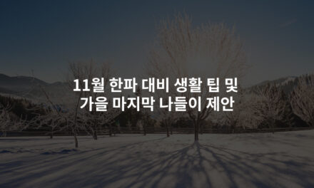 11월 한파 대비 생활 팁 및 가을 마지막 나들이 제안
