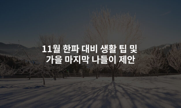 11월 한파 대비 생활 팁 및 가을 마지막 나들이 제안