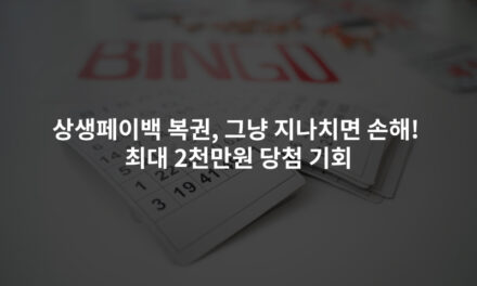 상생페이백 복권, 그냥 지나치면 손해! 최대 2천만원 당첨 기회