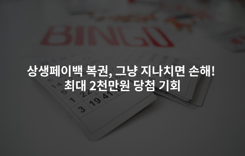 상생페이백 복권, 그냥 지나치면 손해! 최대 2천만원 당첨 기회