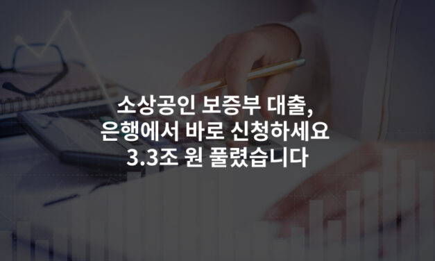 소상공인 보증부 대출, 은행에서 바로 신청하세요 3.3조 원 풀렸습니다