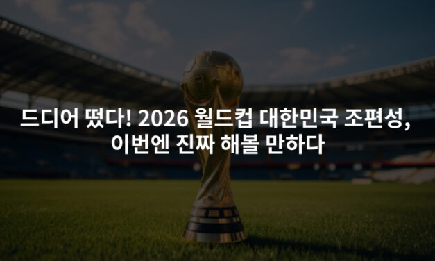 드디어 떴다! 2026 북중미 월드컵 대한민국 조편성,이번엔 진짜 해볼 만하다