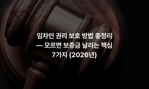 임차인 권리 보호 방법 총정리 — 모르면 보증금 날리는 핵심 7가지 (2026년)