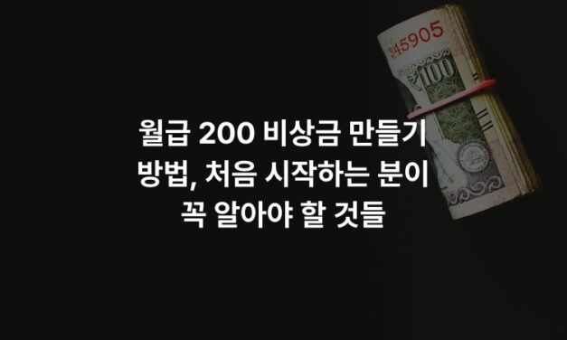 월급 200 비상금 만들기 방법, 처음 시작하는 분이 꼭 알아야 할 것들