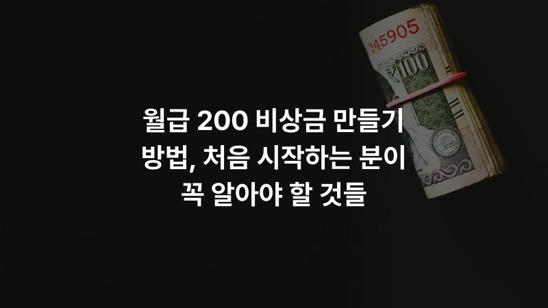 월급 200 비상금 만들기 방법, 처음 시작하는 분이 꼭 알아야 할 것들