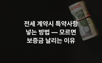 전세 계약시 특약사항 넣는 방법 — 모르면 보증금 날리는 이유