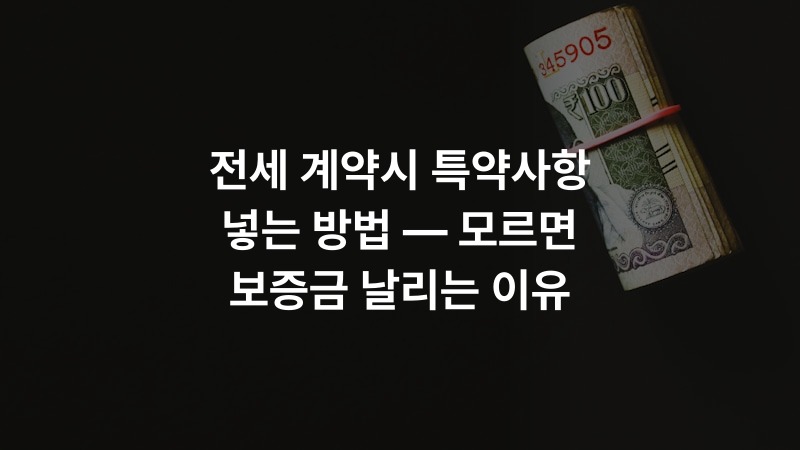 전세 계약시 특약사항 넣는 방법 — 모르면 보증금 날리는 이유