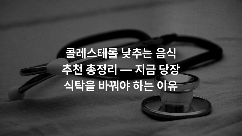 콜레스테롤 낮추는 음식 추천 총정리 — 지금 당장 식탁을 바꿔야 하는 이유