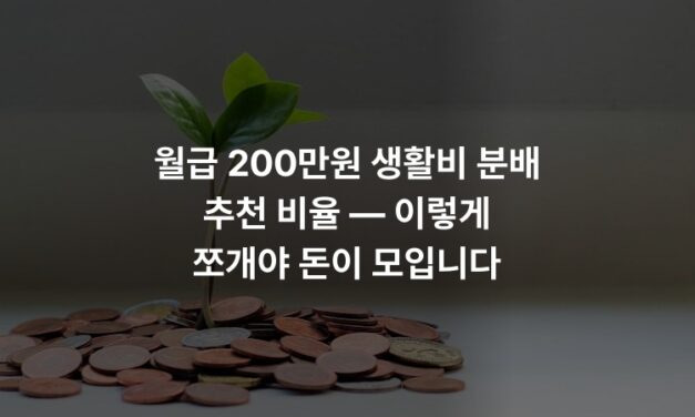 월급 200만원 생활비 분배 추천 비율 — 이렇게 쪼개야 돈이 모입니다