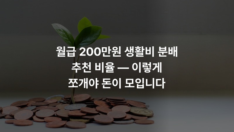 월급 200만원 생활비 분배 추천 비율 — 이렇게 쪼개야 돈이 모입니다