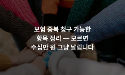 보험 중복 청구 가능한 항목 정리 — 모르면 수십만 원 그냥 날립니다