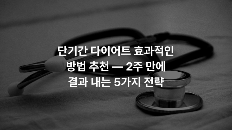 단기간 다이어트 효과적인 방법 추천 — 2주 만에 결과 내는 5가지 전략