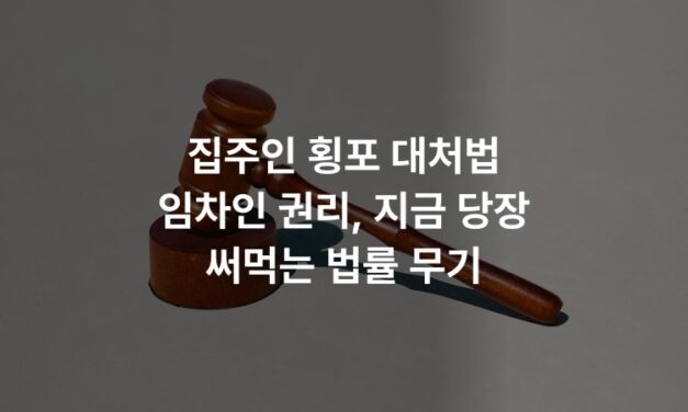집주인 횡포 대처법 임차인 권리, 지금 당장 써먹는 법률 무기