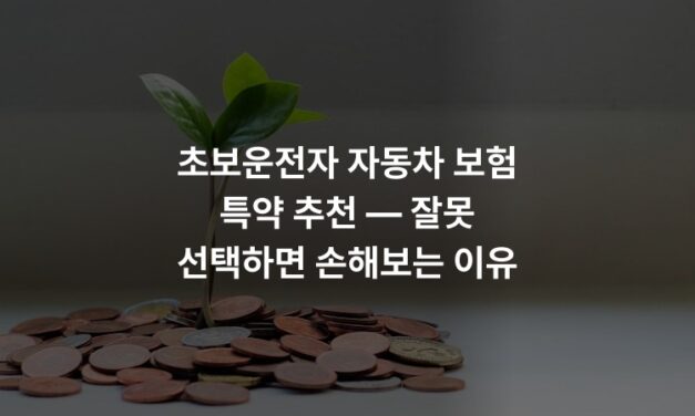 초보운전자 자동차 보험 특약 추천 — 잘못 선택하면 손해보는 이유