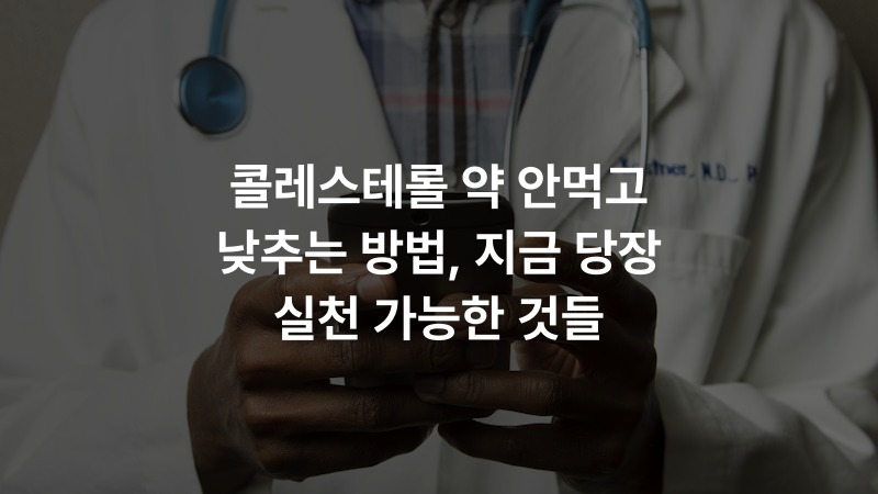 콜레스테롤 약 안먹고 낮추는 방법, 지금 당장 실천 가능한 것들