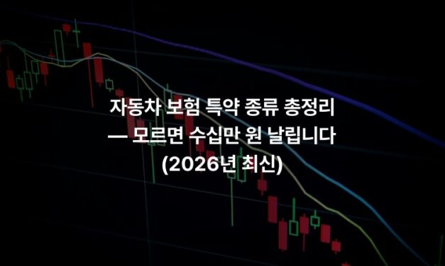 자동차 보험 특약 종류 총정리 — 모르면 수십만 원 날립니다 (2026년 최신)
