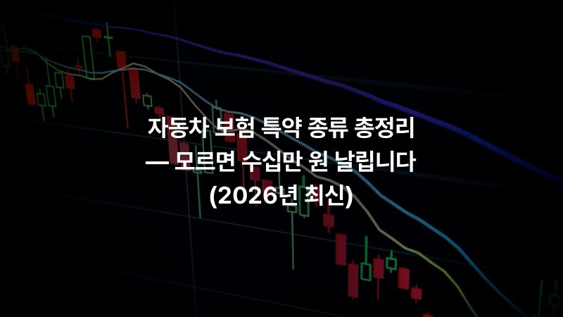 자동차 보험 특약 종류 총정리 — 모르면 수십만 원 날립니다 (2026년 최신)