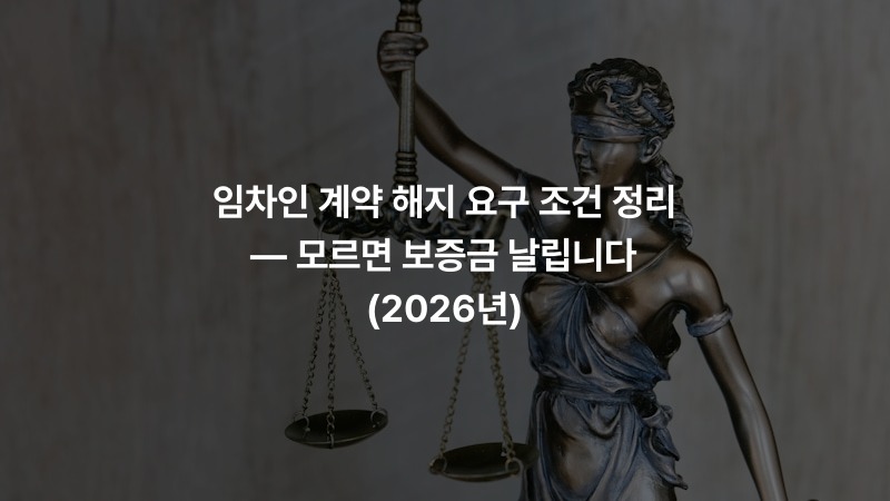 임차인 계약 해지 요구 조건 정리 — 모르면 보증금 날립니다 (2026년)