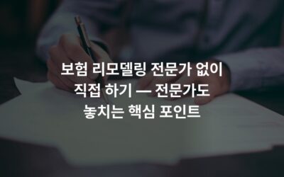 보험 리모델링 전문가 없이 직접 하기 — 전문가도 놓치는 핵심 포인트