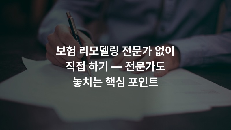 보험 리모델링 전문가 없이 직접 하기 — 전문가도 놓치는 핵심 포인트