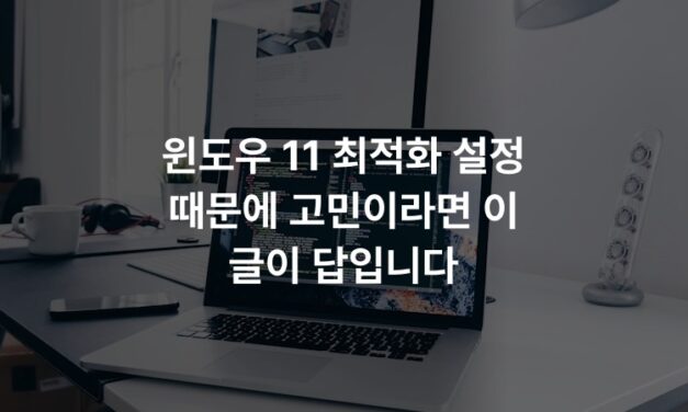 윈도우 11 최적화 설정 때문에 고민이라면 이 글이 답입니다