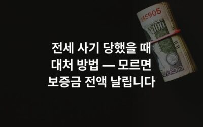 전세 사기 당했을 때 대처 방법 — 모르면 보증금 전액 날립니다