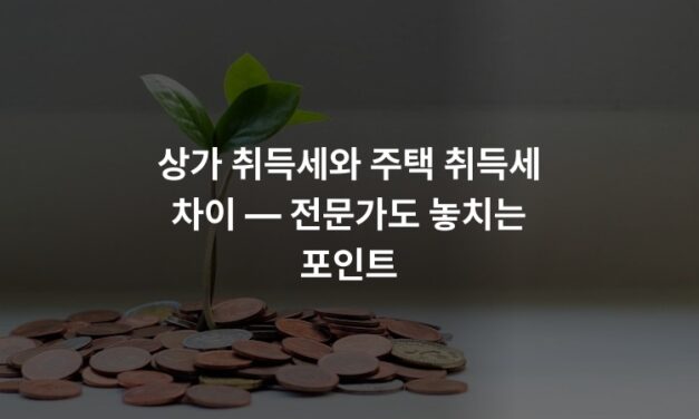 상가 취득세와 주택 취득세 차이 — 전문가도 놓치는 포인트