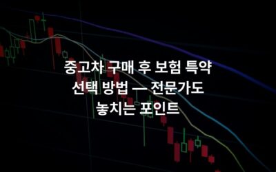 중고차 구매 후 보험 특약 선택 방법 — 전문가도 놓치는 포인트