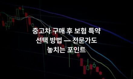 중고차 구매 후 보험 특약 선택 방법 — 전문가도 놓치는 포인트
