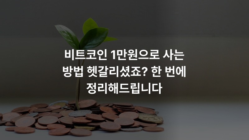 비트코인 1만원으로 사는 방법 헷갈리셨죠? 한 번에 정리해드립니다