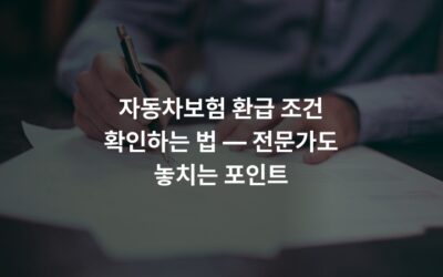 자동차보험 환급 조건 확인하는 법 — 전문가도 놓치는 포인트