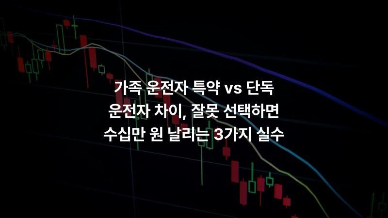 가족 운전자 특약 vs 단독 운전자 차이, 잘못 선택하면 수십만 원 날리는 3가지 실수